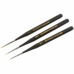 Atlas Brush Co. 255-3PS - 3 Piece Golden Taklon Ultra Detail Mini Brush Set