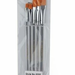 Atlas Brush Co. 800F - Pro Golden Taklon Flat 5 Piece Brush Set