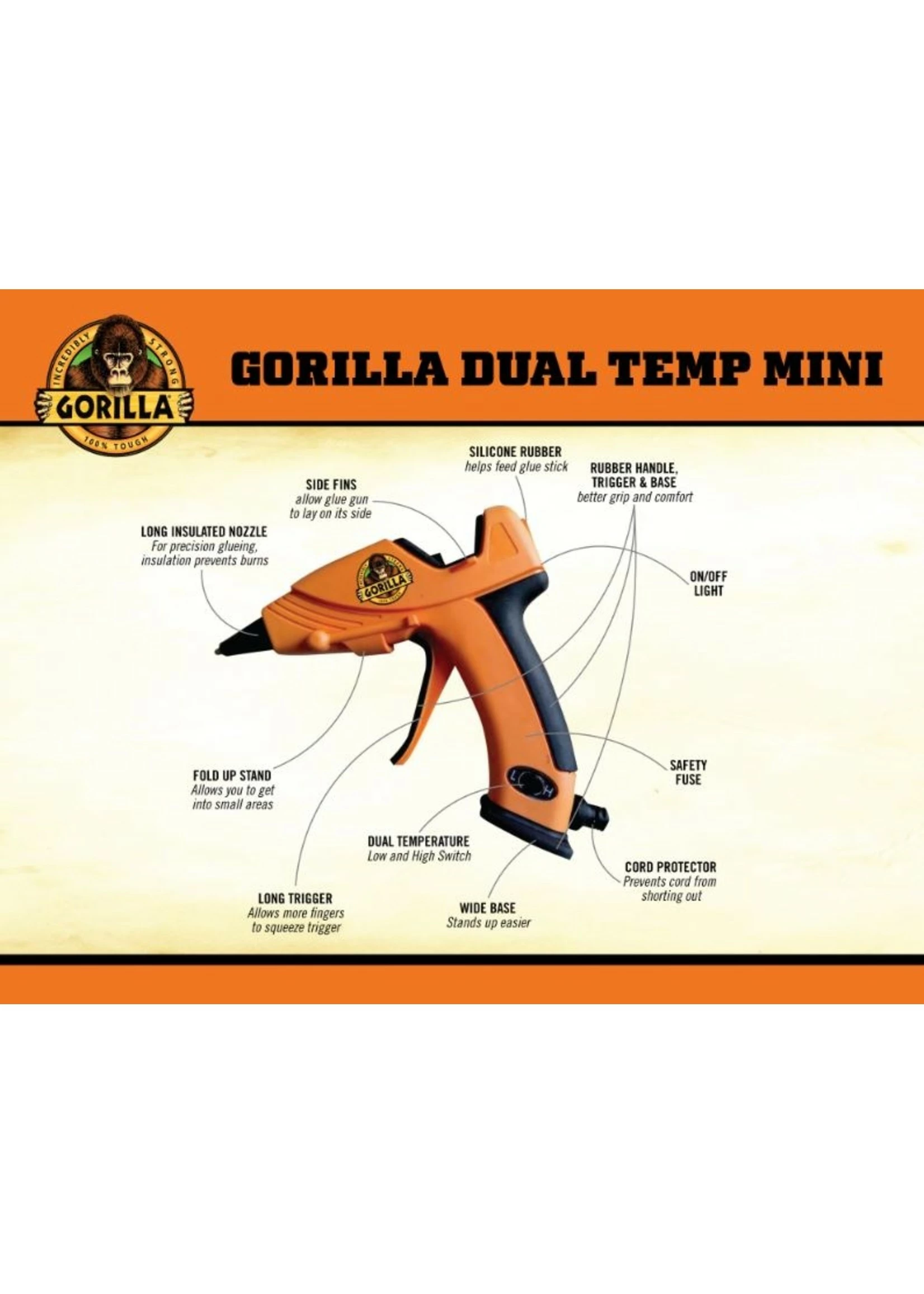 Gorilla Glue 8401502 - Gorilla Dual Temp Mini Hot Glue Gun - Image 2