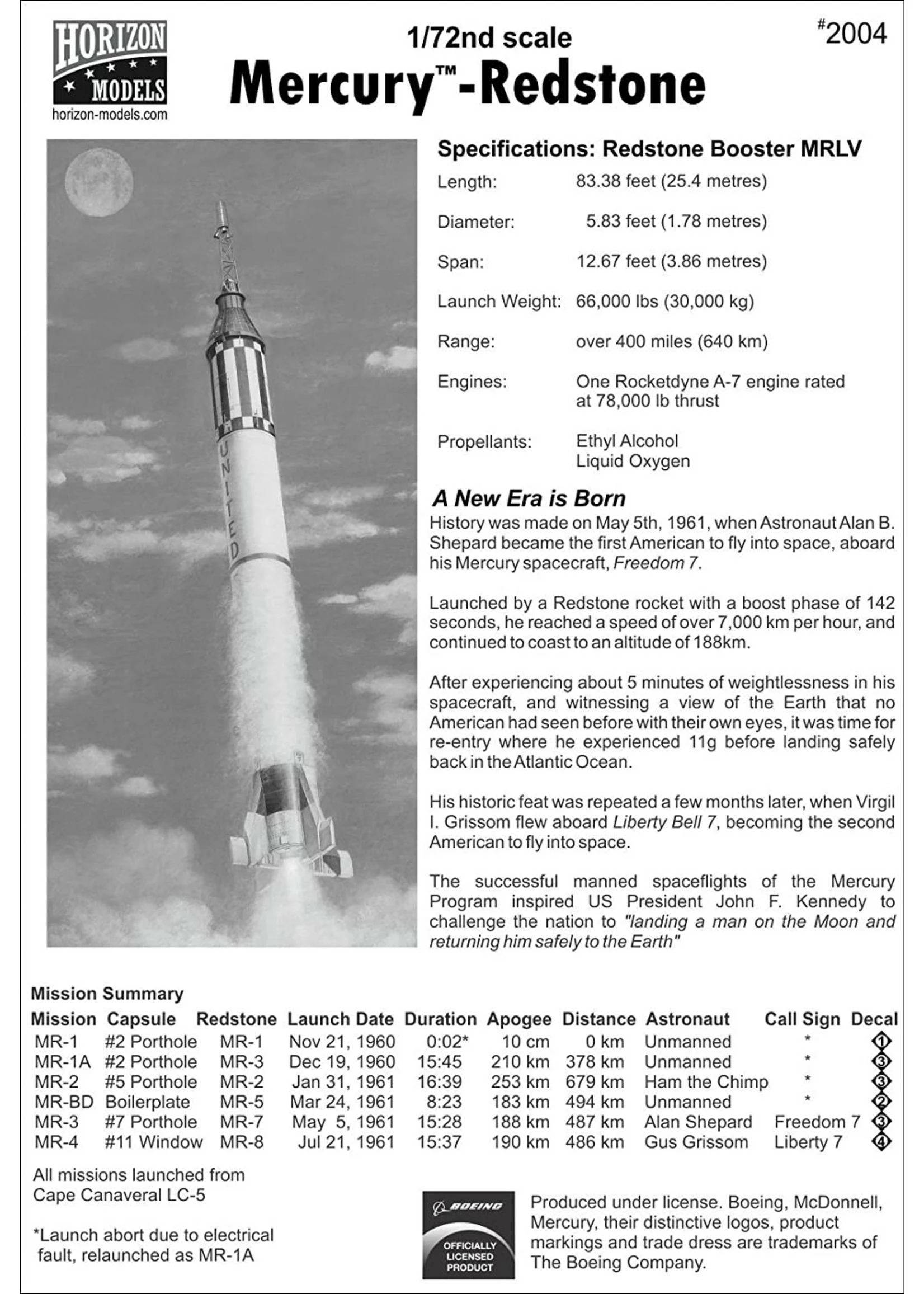 Horizon Models 2004 - 1/72 Mercury Redstone - Image 3