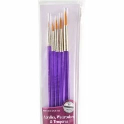 Royal Brush Manufacturing 9131 - Gold Taklon Brush Set 5-Pack - Round