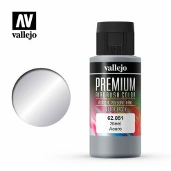 Vallejo 62.051 - Premium Airbrush Color Steel - 60ml